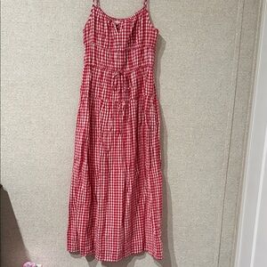 Elegant Red Checkered Maxi Dress